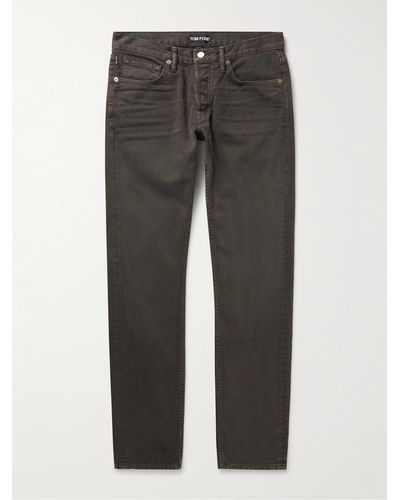 Tom Ford Pantaloni slim-fit in velluto a coste di cotone - Grigio