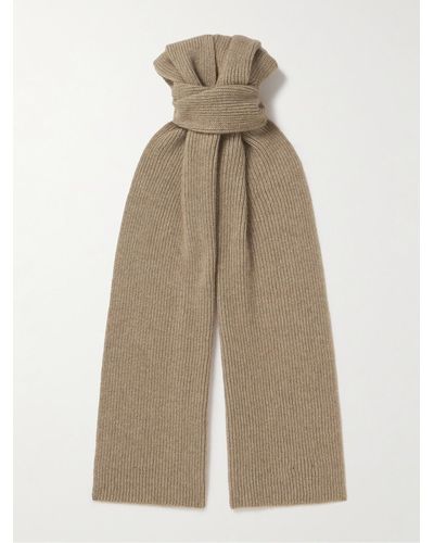 William Lockie Ribbed Cashmere Scarf - Natural