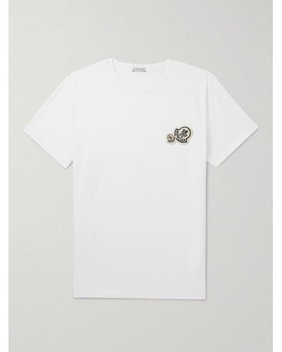 Moncler T-shirt in jersey di cotone con logo applicato - Bianco