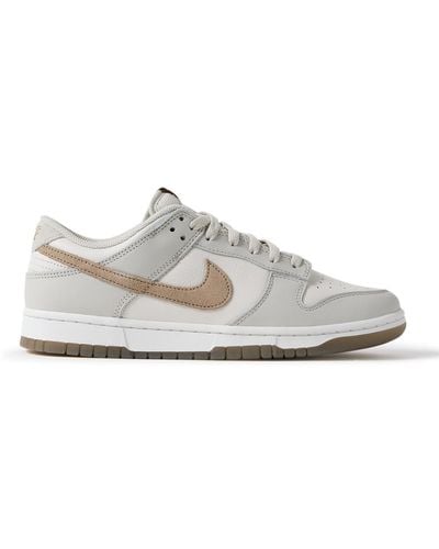 Nike Dunk Low Retro Se Suede-trimmed Leather Sneakers - White