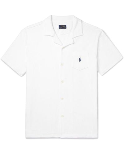 Polo Ralph Lauren Camp-collar Logo-embroidered Cotton-terry Shirt - White