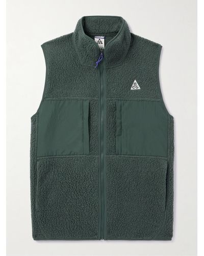 Nike Acg Arctic Wolf Logo-embroidered Polartec® Fleece And Shell Vest - Green