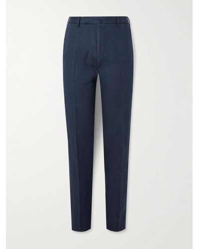 Incotex Pantaloni in lino con pieghe - Blu