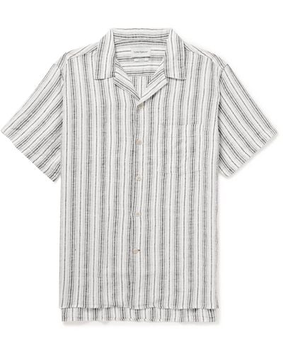 Oliver Spencer Havana Camp-collar Striped Linen Shirt - White