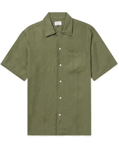 Kingsman Camp-collar Linen Shirt - Green