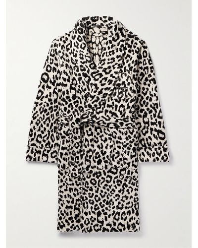 Tom Ford Shawl-collar Leopard-print Cotton-terry Robe - Natural