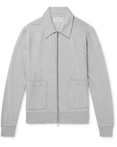 Officine Generale Esborn Cotton-jersey Zip-up Sweatshirt - Gray