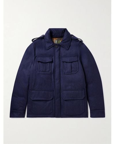 Incotex Montedoro Padded Wool-twill Down Field Jacket - Blue