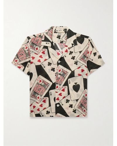 Bode Ace Of Spades Camp-collar Printed Voile Shirt - Natural