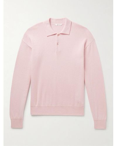 The Row Joyce Cotton And Cashmere-blend Polo Shirt - Pink