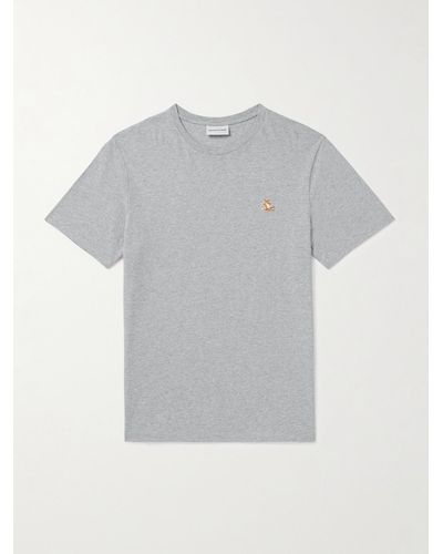 Maison Kitsuné Logo-appliquéd Cotton-jersey T-shirt - Grey