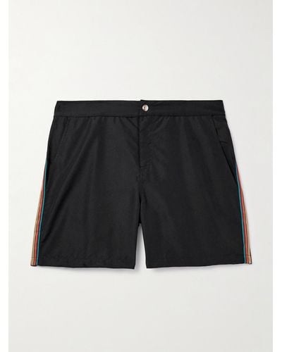 Paul Smith Slim-fit Mid-length Striped Recycled Swim Shorts - Black