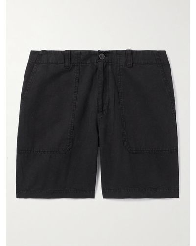 MR P. Straight-leg Cotton And Linen-blend Cargo Shorts - Black