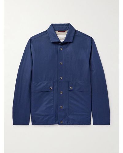 Brunello Cucinelli Linen And Silk-blend Jacket - Blue