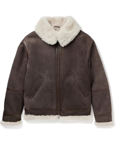 Loro Piana Leather-trimmed Shearling Jacket - Brown