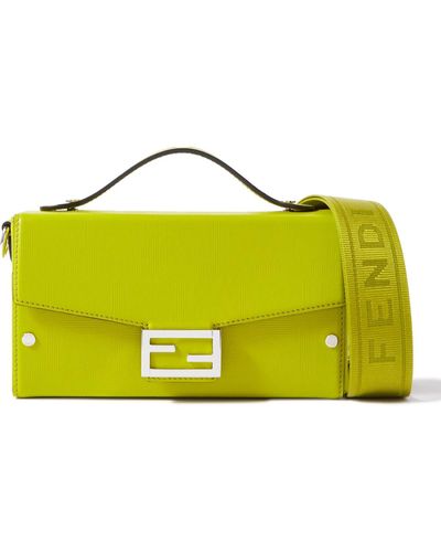 Fendi Soft Trunk Baguette Logo-embossed Leather Messenger Bag - Yellow