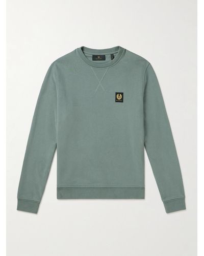 Belstaff Sweatshirt aus Baumwoll-Jersey mit Logoapplikation in Stückfärbung - Grün