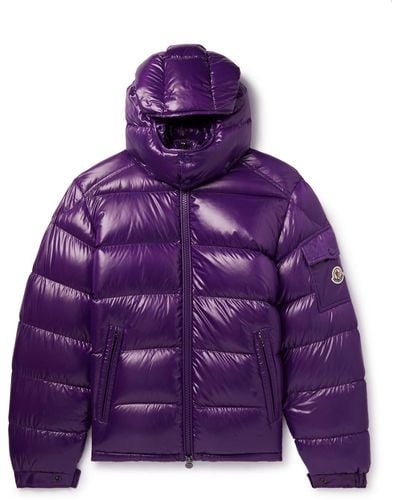 Moncler Maya Quilted Shell Hooded Down Jacket - Purple