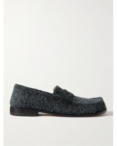 Loewe Campo Brushed-suede Penny Loafers - Black
