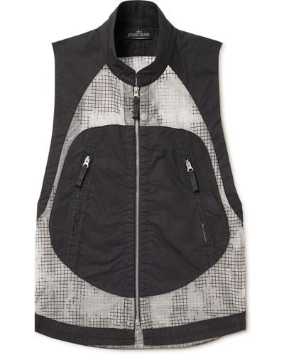 Stone Island Shadow Project Ripstop-panelled Cotton-blend Twill Gilet - Black