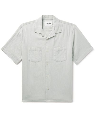 Corridor NYC High Twist Camp-collar Crinkled-cotton Shirt - Gray