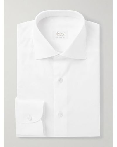 Brioni Hemd aus Baumwollpopeline mit Cutaway-Kragen - Weiß