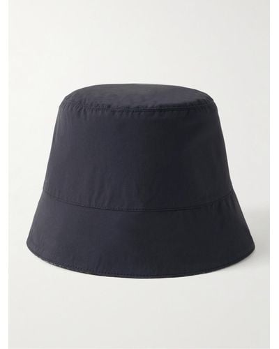 Loewe Cappello da pescatore double face in shell e misto cotone con logo jacquard - Blu