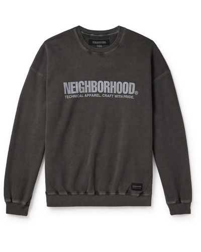 Neighborhood Logo-print Cotton-jersey Sweatshirt - Gray