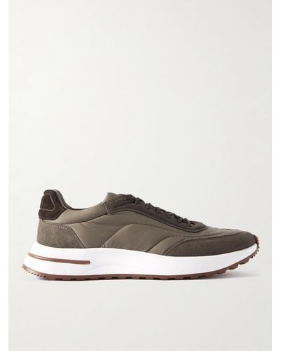 Loro Piana Weekend Walk Suede-trimmed Shell Trainers - Brown