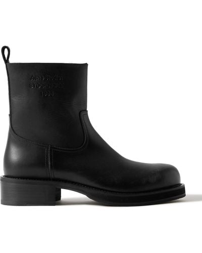 Acne Studios Besare Logo-debossed Leather Boots - Black