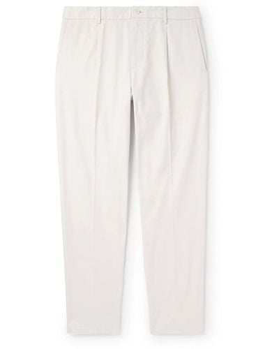 Club Monaco Straight-leg Pleated Cotton-blend Pants - White