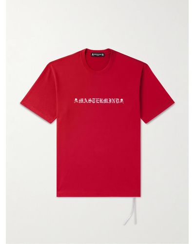 MASTERMIND WORLD T-shirt in jersey di cotone con logo - Rosso
