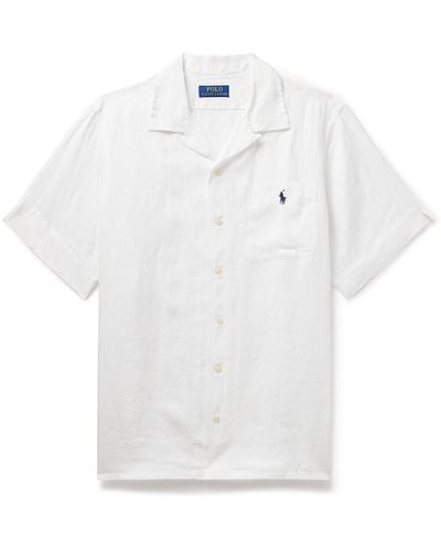 Polo Ralph Lauren Clady Convertible-collar Logo-embroidered Linen Shirt - White