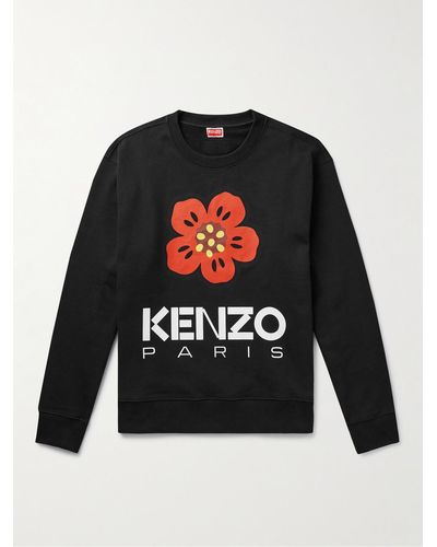 KENZO Logo-print Stretch-cotton Jersey Sweatshirt - Black