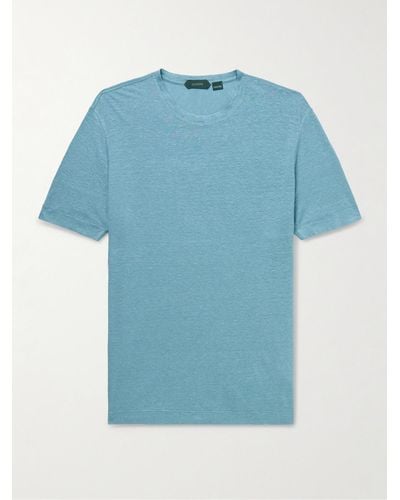 Incotex Zanone T-Shirt aus Stretch-Leinen - Blau