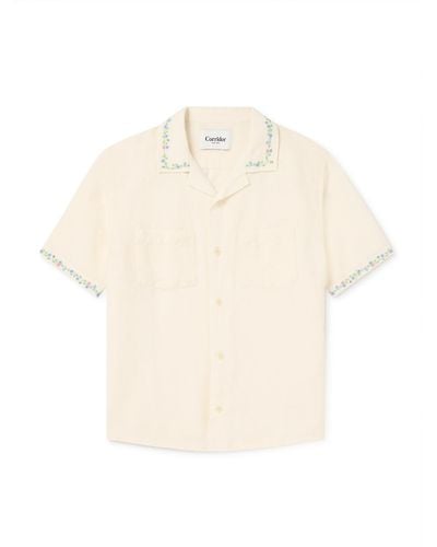 Corridor NYC Hamsa Camp-collar Embroidered Cotton Shirt - Natural