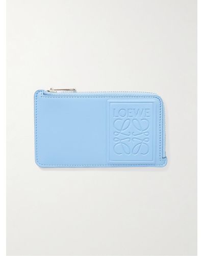 Loewe Logo-debossed Leather Zipped Cardholder - Blue