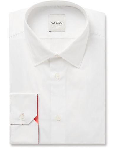 Paul Smith Slim-fit Cotton-blend Poplin Shirt - White