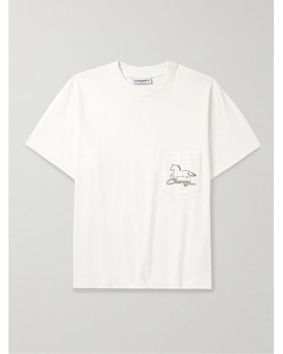 CHERRY LA Stardust T-Shirt aus Baumwoll-Jersey in Stückfärbung mit Stickerei und Logoprint - Weiß