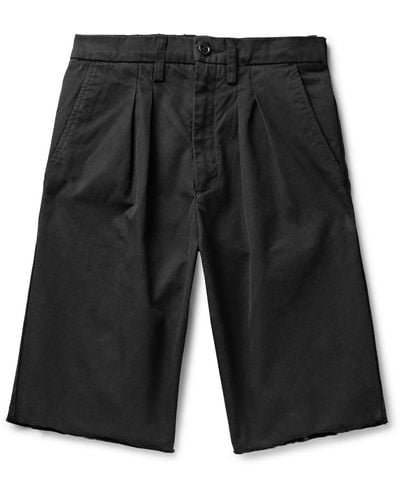 Billy Pleated Cotton-twill Shorts - Black