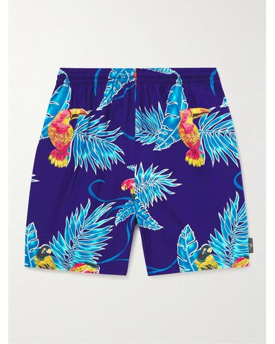 Go Barefoot Tropical Birds Printed Cotton-blend Shorts - Blue