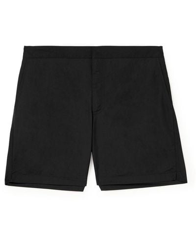 MR P. Straight-leg Mid-length Swim Shorts - Black