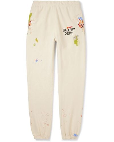 GALLERY DEPT. Tapered Logo-print Paint-splattered Cotton-jersey Sweatpants - Natural