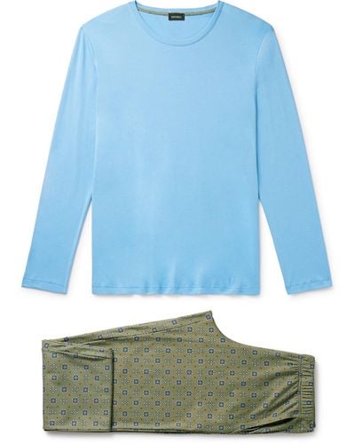 Hanro Night & Day Cotton-jersey Pajama Set - Blue