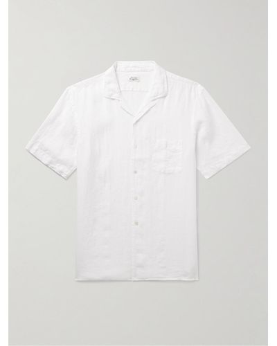 Hartford Palm Convertible-collar Linen Shirt - White