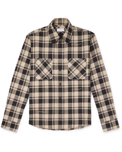 Off-White c/o Virgil Abloh Logo-embroidered Checked Cotton-flannel Shirt - Natural