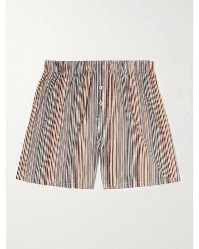 Paul Smith Striped Cotton-Poplin Boxer Shorts - Mehrfarbig