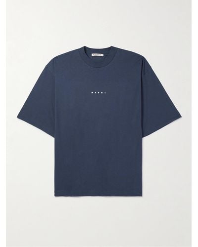 Marni Logo-print Cotton-jersey T-shirt - Blue