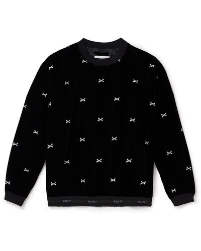 WTAPS Embroidered Velour Sweatshirt - Black