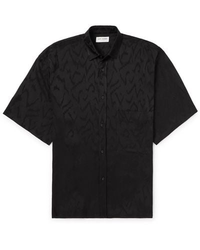 Saint Laurent Silk-jacquard Shirt - Black